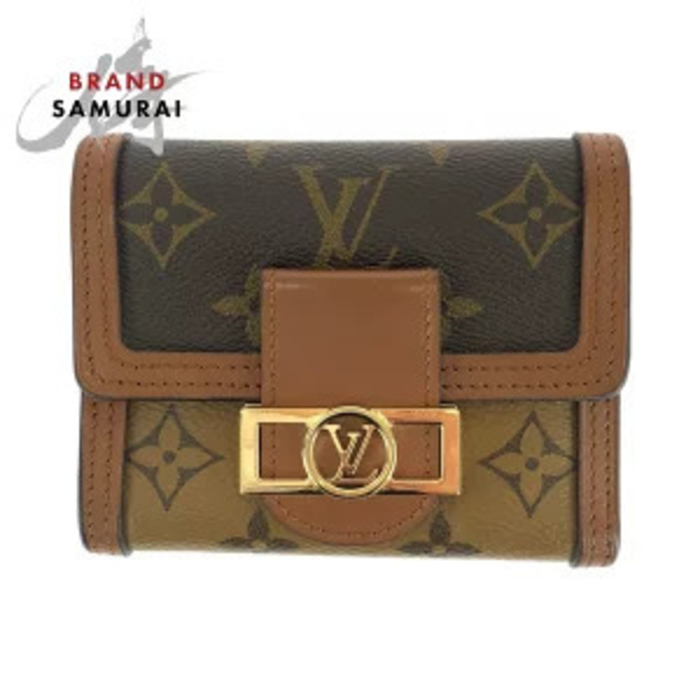 LOUIS VUITTON Monogram Portefeuille Dauphine Compact Wallet Brown Leather